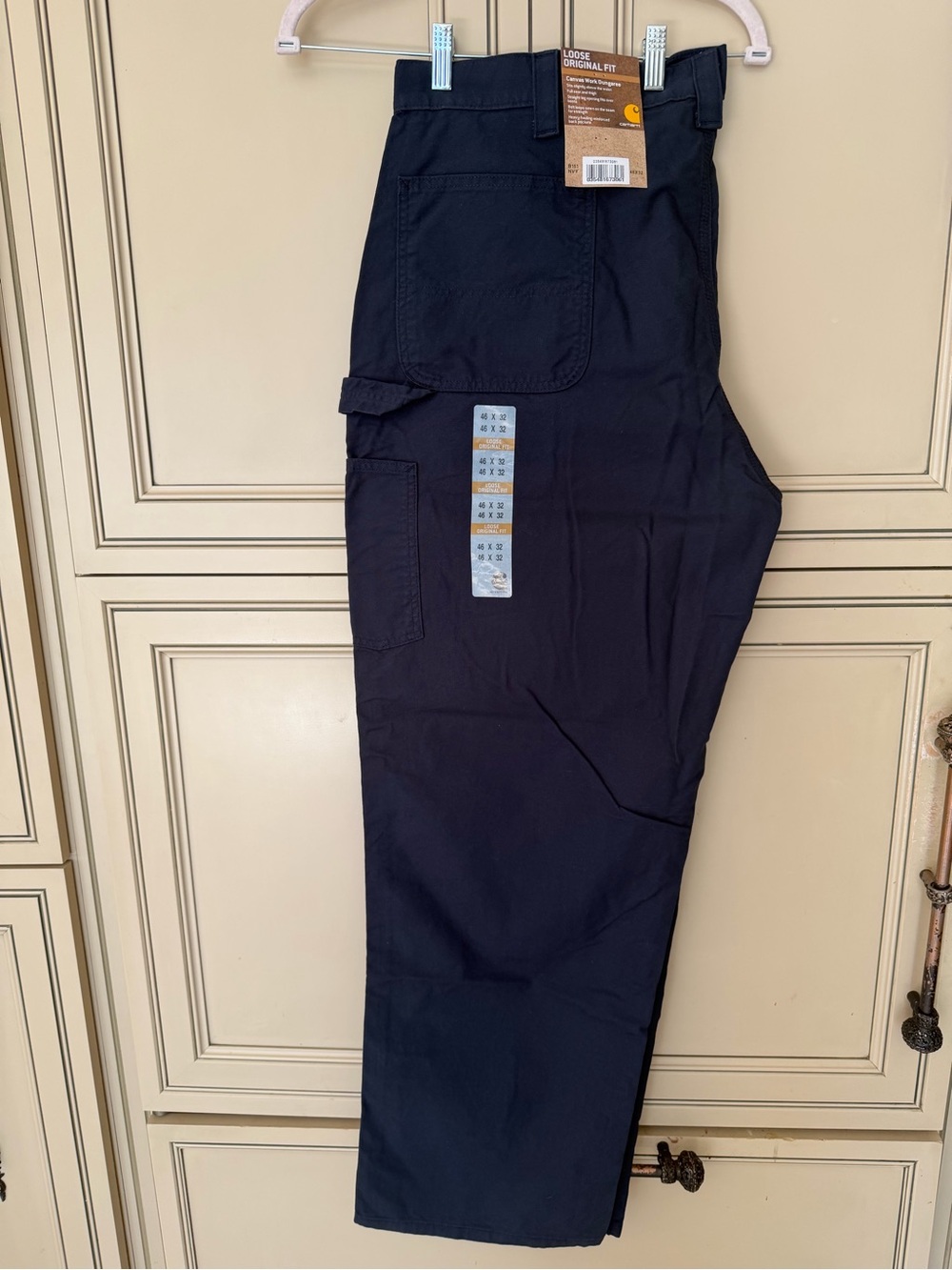 Carhartt B151 Canvas Dungaree Navy Men's Cargo Work Painters Utility Pants 46